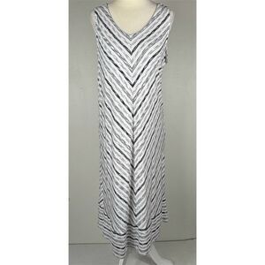 J.Jill WearEver Collection Jersey Tank Dress Stripe V Neck Sleeveless M Nautical